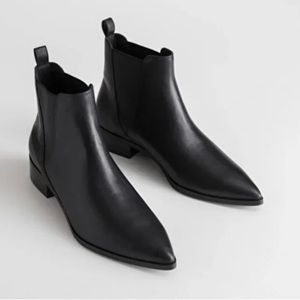 Cole Haan Black Leather Marinne Pointed Toe Chelsea Ankle Booties